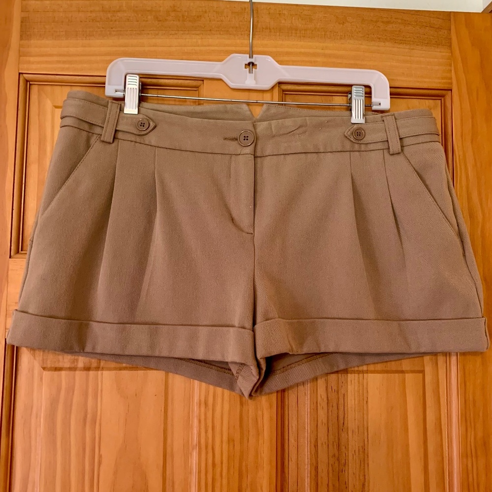 Express tan tailored shorts.